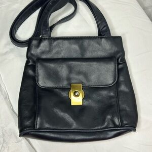 SAMSONITE dark blue soft leather vintage handbag.
